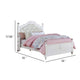Bela Full Size Bed w Button Tufted Headboard | White Faux Leather BM342459