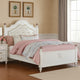 Bela Full Size Bed w Button Tufted Headboard | White Faux Leather BM342459