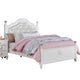 Bela Full Size Bed w Button Tufted Headboard | White Faux Leather