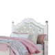 Bela Twin Size Bed w Button Tufted Headboard | White Faux Leather BM342460