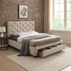 Sya Full Size Bed w Button Tufted Upholstery | Underbed Storage | Beige BM342465