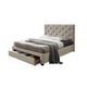 Sya Queen Size Bed w Button Tufted Upholstery | Underbed Storage | Beige BM342466
