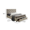 Sya Twin Size Bed w Button Tufted Upholstery | Underbed Storage | Beige BM342467