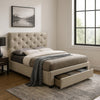 Sya Twin Size Bed w Button Tufted Upholstery | Underbed Storage | Beige BM342467