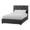 Sya Queen Size Bed w Tufted Upholstery | Underbed Storage | Dark Gray