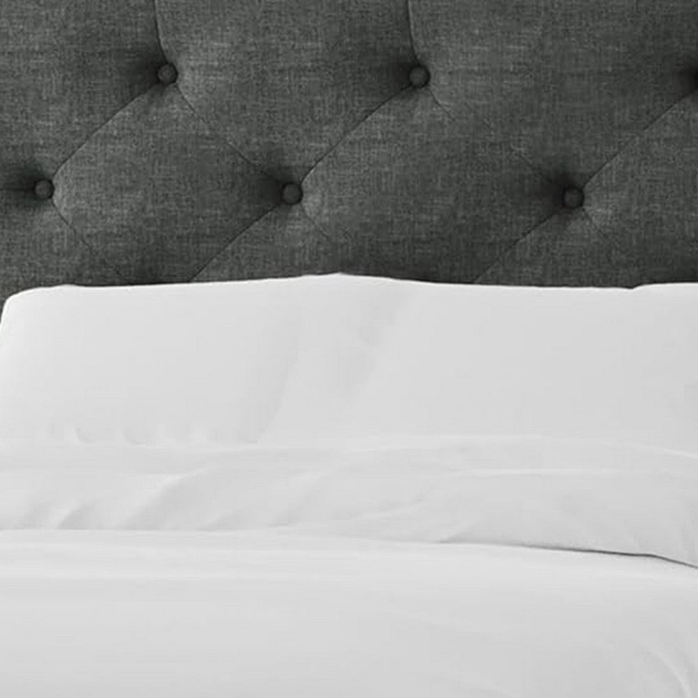 Sya Twin Size Bed w Tufted Headboard | Underbed Storage | Dark Gray BM342470