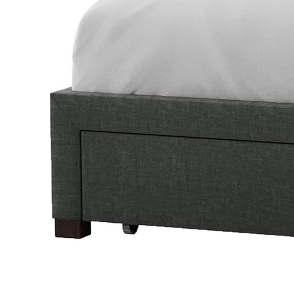 Sya Twin Size Bed w Tufted Headboard | Underbed Storage | Dark Gray BM342470