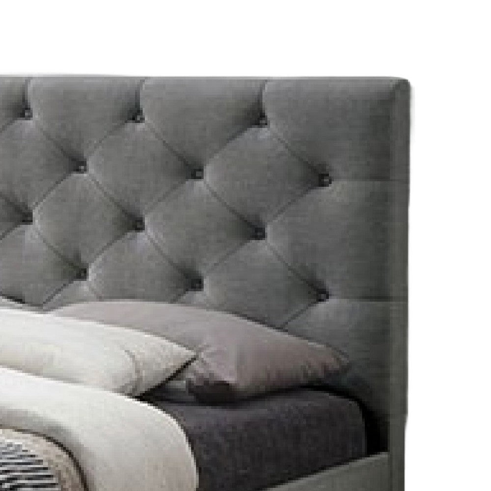 Sya California King Size Bed | Tufted Headboard | Hidden Storage | Gray BM342471