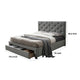 Sya California King Size Bed | Tufted Headboard | Hidden Storage | Gray BM342471