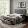 Sya California King Size Bed | Tufted Headboard | Hidden Storage | Gray BM342471