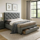 Sya King Size Bed w Button Tufted Upholstery | Underbed Storage | Gray BM342472