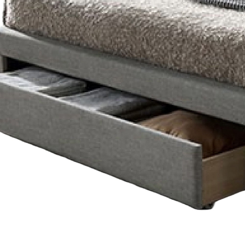 Sya Queen Size Bed w Button Tufted Upholstery | Underbed Storage | Gray BM342474