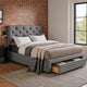 Sya Queen Size Bed w Button Tufted Upholstery | Underbed Storage | Gray BM342474