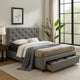 Sya Twin Size Bed w Button Tufted Upholstery | Underbed Storage | Gray BM342475
