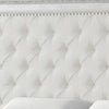 Miamy King Bed | Creamy White Wood | Tufted Upholstery | Silver Accents BM342476