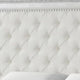 Miamy King Bed | Creamy White Wood | Tufted Upholstery | Silver Accents BM342476