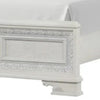 Miamy King Bed | Creamy White Wood | Tufted Upholstery | Silver Accents BM342476