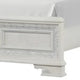 Miamy King Bed | Creamy White Wood | Tufted Upholstery | Silver Accents BM342476