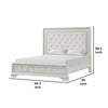 Miamy King Bed | Creamy White Wood | Tufted Upholstery | Silver Accents BM342476