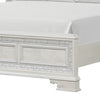 Miamy King Bed | Creamy White Wood | Panel Design | Silver Brushed Accents BM342477
