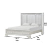 Miamy King Bed | Creamy White Wood | Panel Design | Silver Brushed Accents BM342477