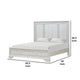Miamy King Bed | Creamy White Wood | Panel Design | Silver Brushed Accents BM342477