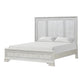 Miamy King Bed | Creamy White Wood | Panel Design | Silver Brushed Accents