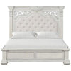 Miamy Queen Bed | Creamy White Wood | Panel | Silver Brushed Accents BM342478
