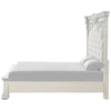 Miamy Queen Bed | Creamy White Wood | Panel | Silver Brushed Accents BM342478