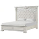 Miamy Queen Bed | Creamy White Wood | Panel | Silver Brushed Accents BM342478