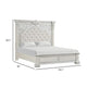 Miamy Queen Bed | Creamy White Wood | Panel | Silver Brushed Accents BM342478