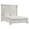 Miamy Queen Bed | Creamy White Wood | Panel | Silver Brushed Accents