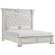 Miamy Queen Bed | Creamy White Wood | Panel | Silver Brushed Accents