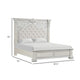 Naddy King Bed | Pleated Upholstery | Moldings on Wire Brushed White Wood BM342480