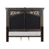 Naddy Queen Bed | White Fabric Pleated Upholstery | Espresso Brown Wood BM342482