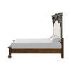 Naddy Queen Bed | White Fabric Pleated Upholstery | Espresso Brown Wood BM342482