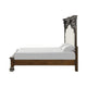 Naddy Queen Bed | White Fabric Pleated Upholstery | Espresso Brown Wood BM342482