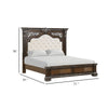 Naddy Queen Bed | White Fabric Pleated Upholstery | Espresso Brown Wood BM342482