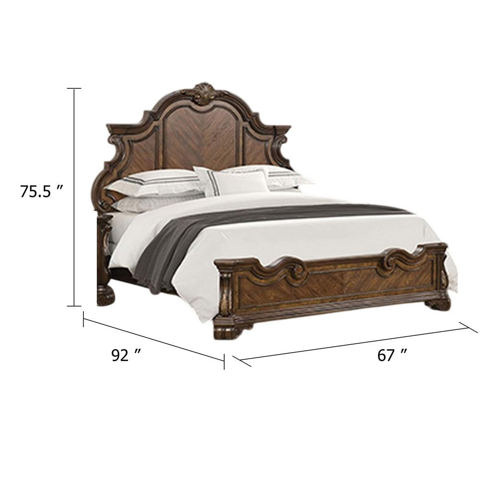 Leova King Bed | Bombay Headboard | Moldings & Corbels | Dark Brown BM342484