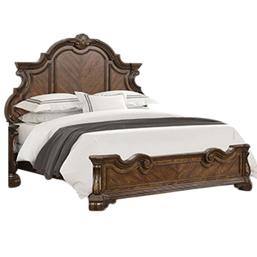 Leova King Bed | Bombay Headboard | Moldings & Corbels | Dark Brown