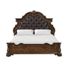Leova Queen Bed | Bombay Headboard | Faux Leather Upholstery | Dark Brown BM342485