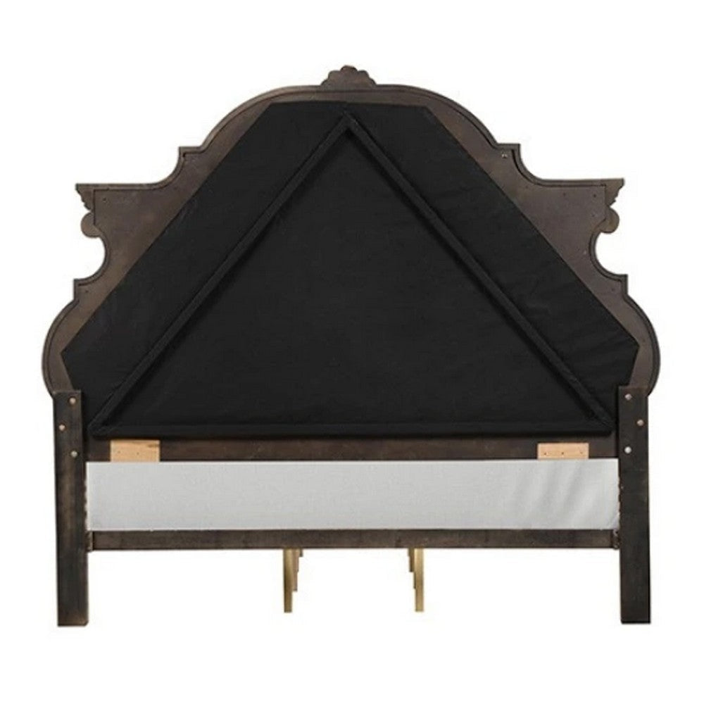 Leova Queen Bed | Bombay Headboard | Faux Leather Upholstery | Dark Brown BM342485