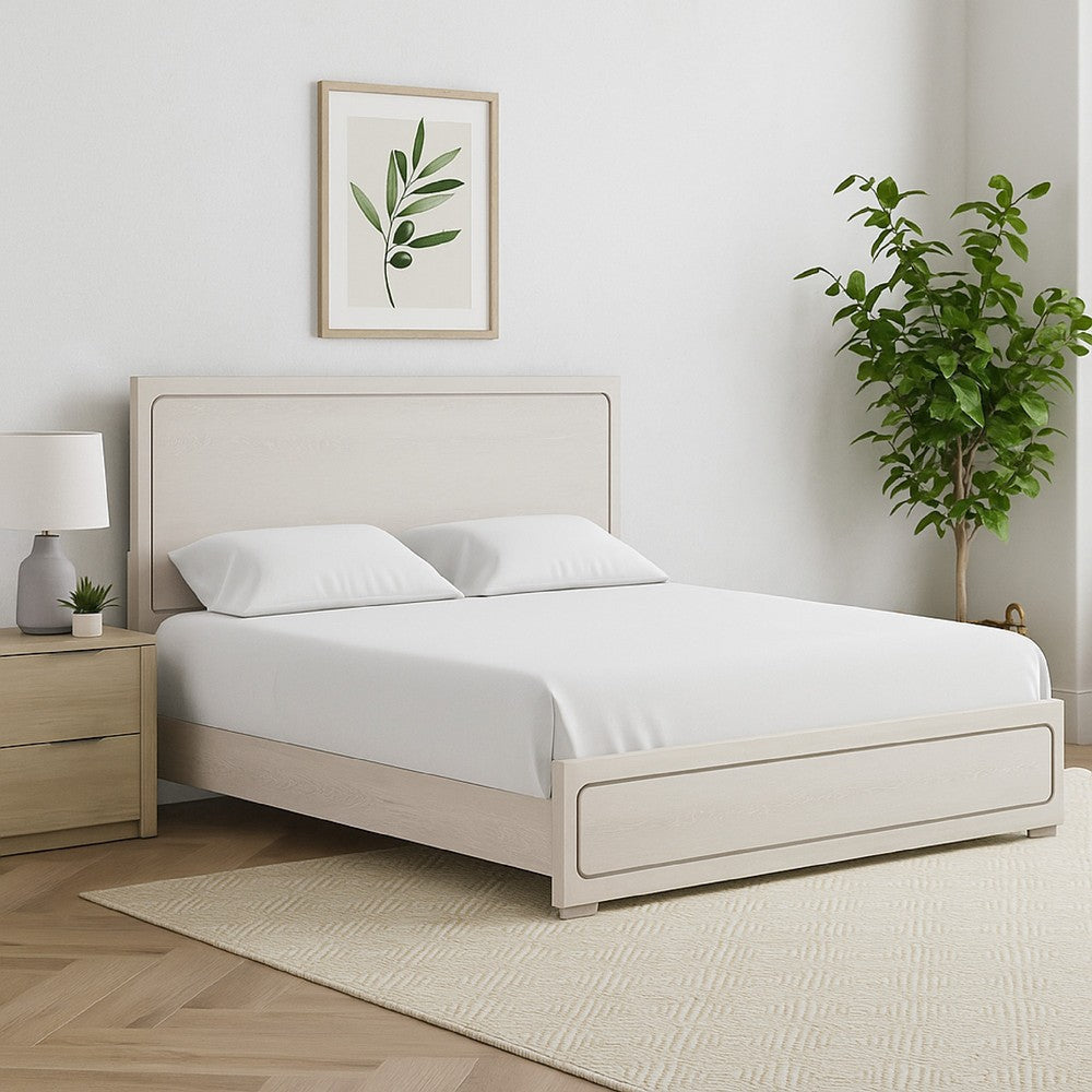Thorne Queen Bed | Panel Design | Rounded Edges | White Oak Wood BM342487
