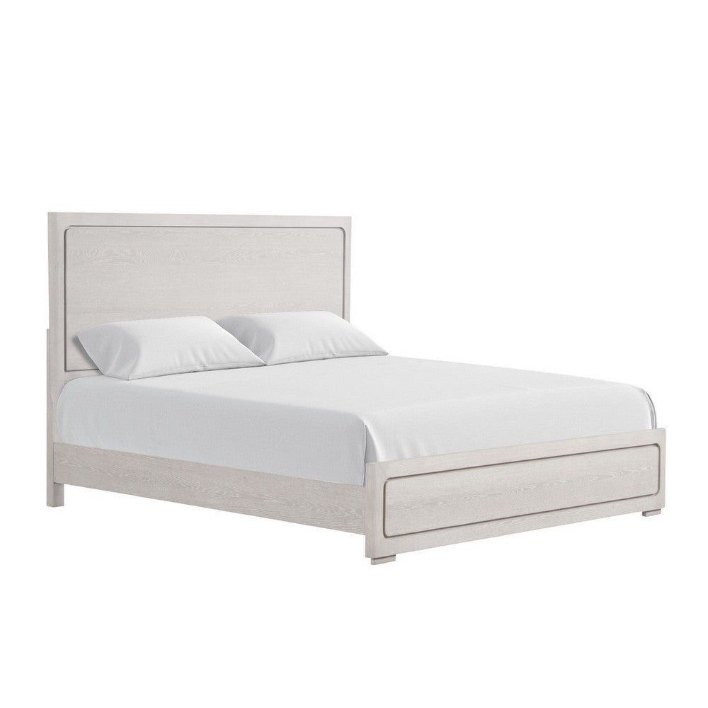 Thorne Queen Bed | Panel Design | Rounded Edges | White Oak Wood