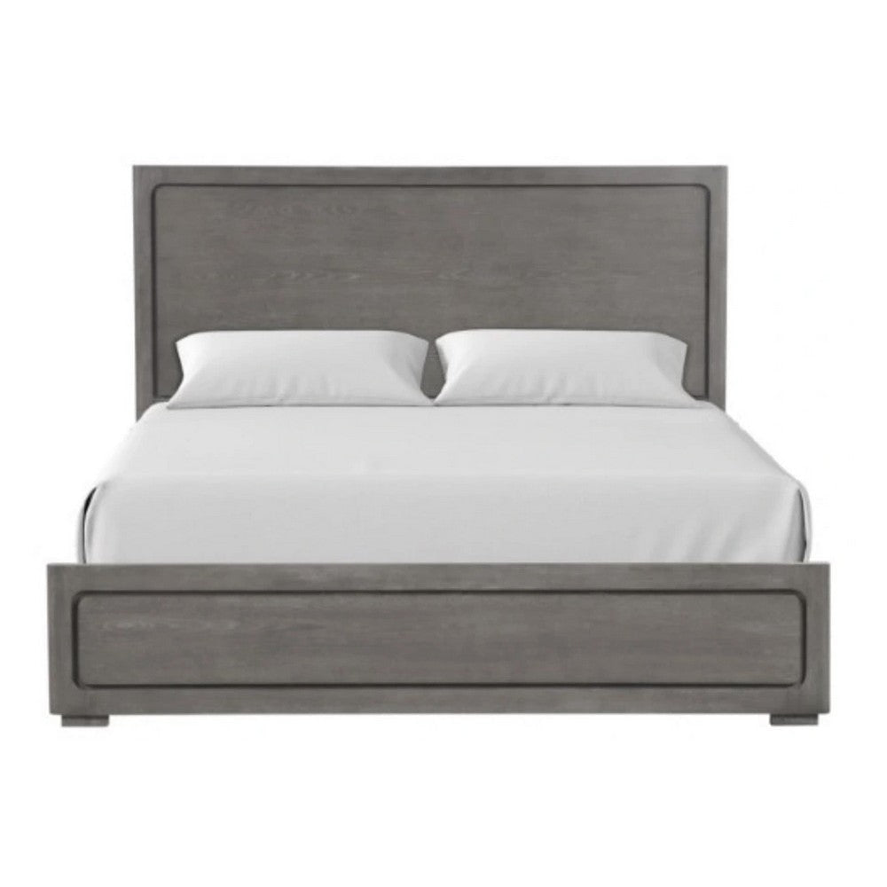 Thorne Queen Bed | Panel Design | Rounded Edges | Warm Gray Wood BM342488