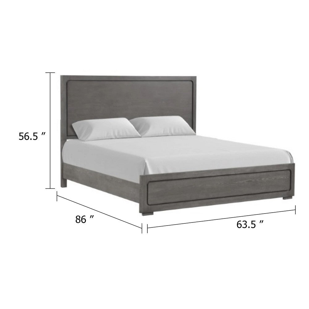Thorne Queen Bed | Panel Design | Rounded Edges | Warm Gray Wood BM342488