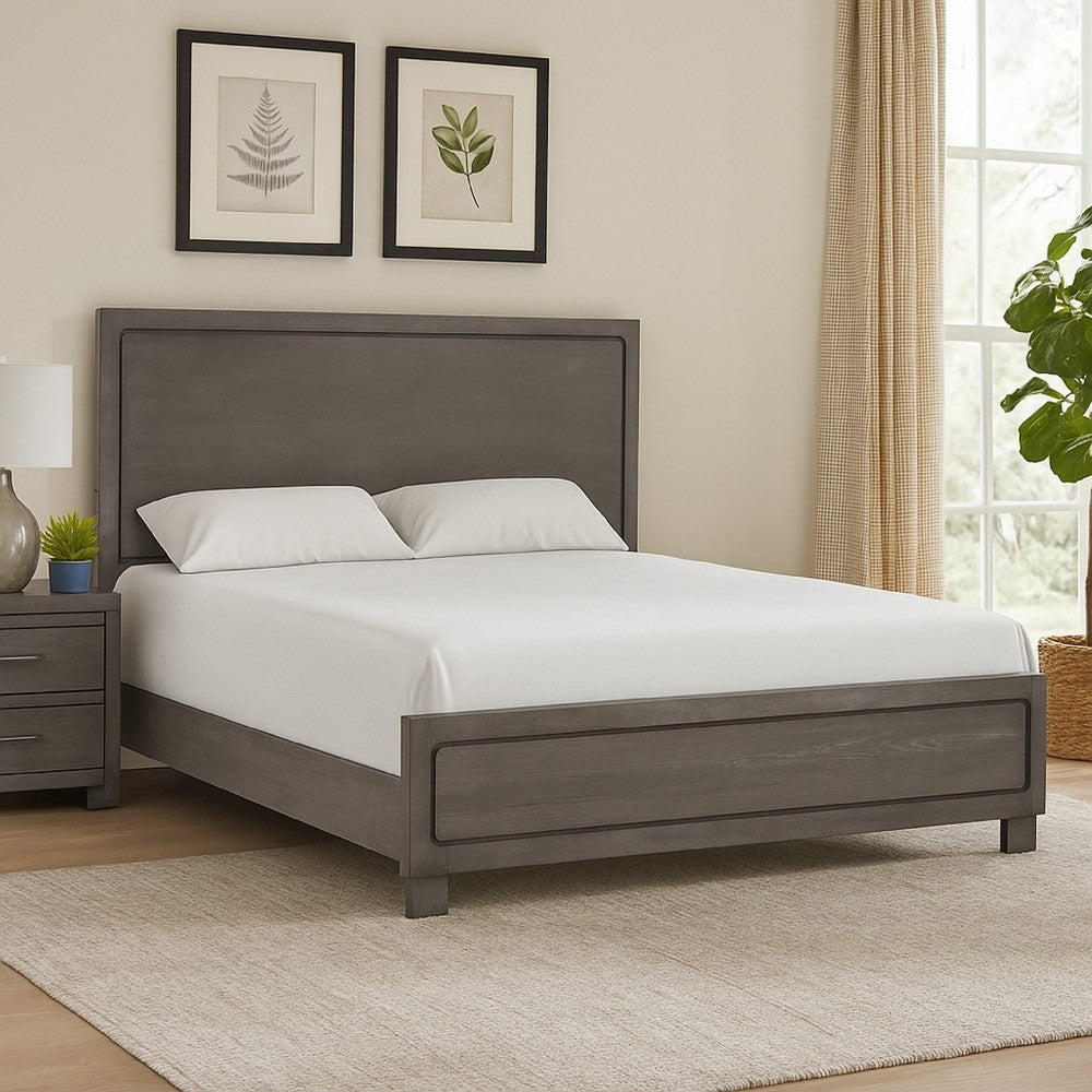 Thorne Queen Bed | Panel Design | Rounded Edges | Warm Gray Wood BM342488