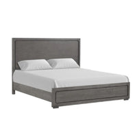 Thorne Queen Bed | Panel Design | Rounded Edges | Warm Gray Wood
