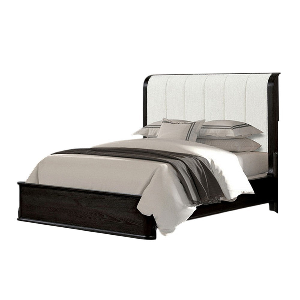 Osko King Bed | Vertical Channeled White Upholstered Headboard | Black BM342489
