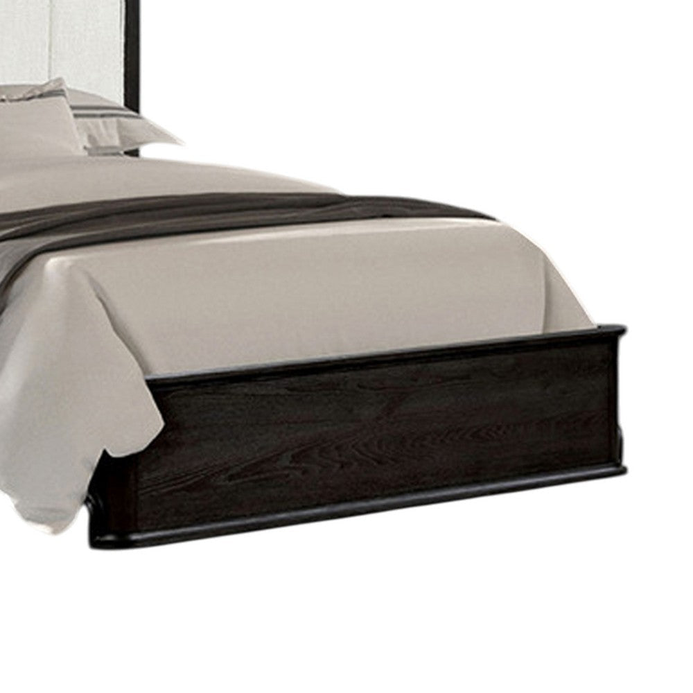 Osko King Bed | Vertical Channeled White Upholstered Headboard | Black BM342489